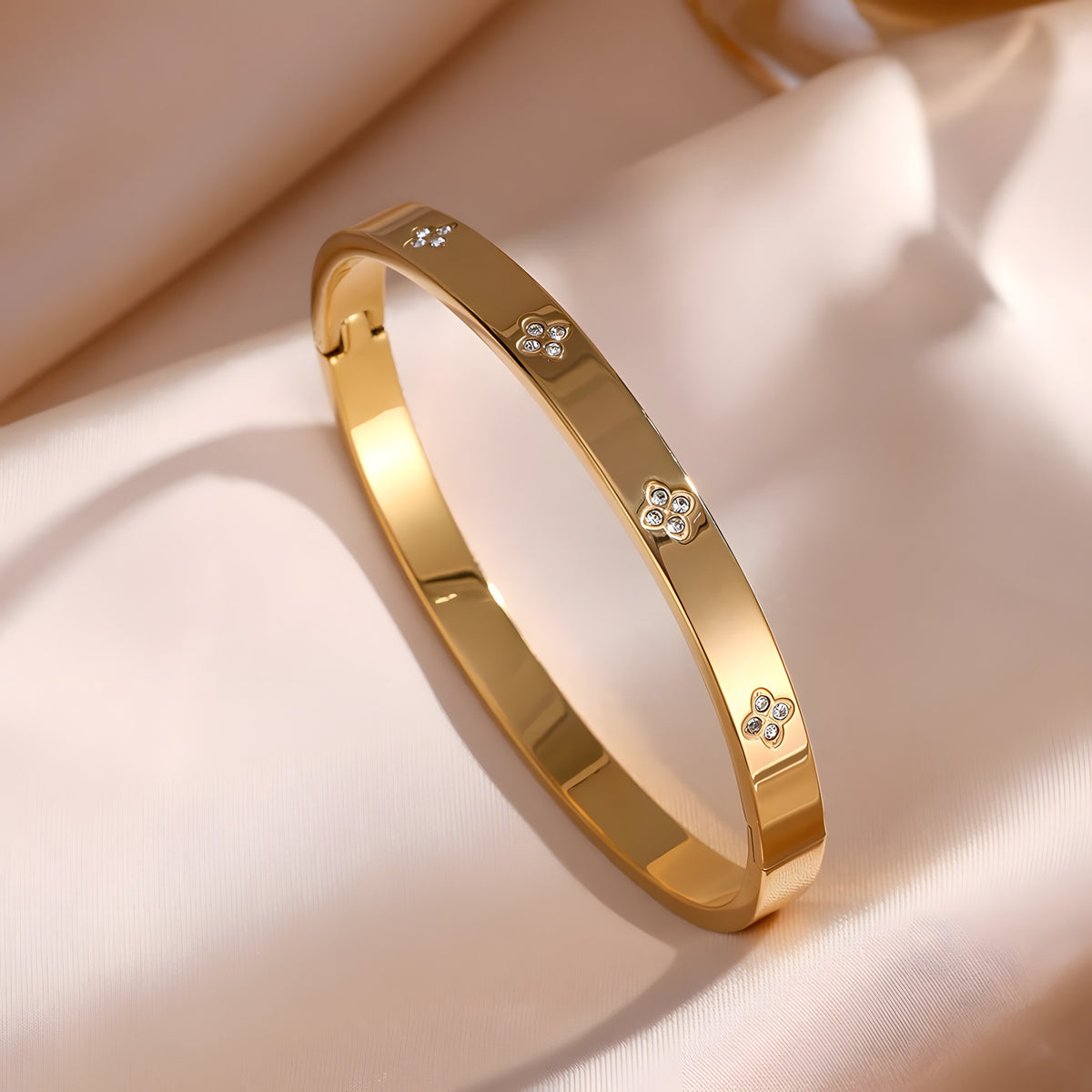 Bracelet Jonc Acier à Zircons, Empilable
