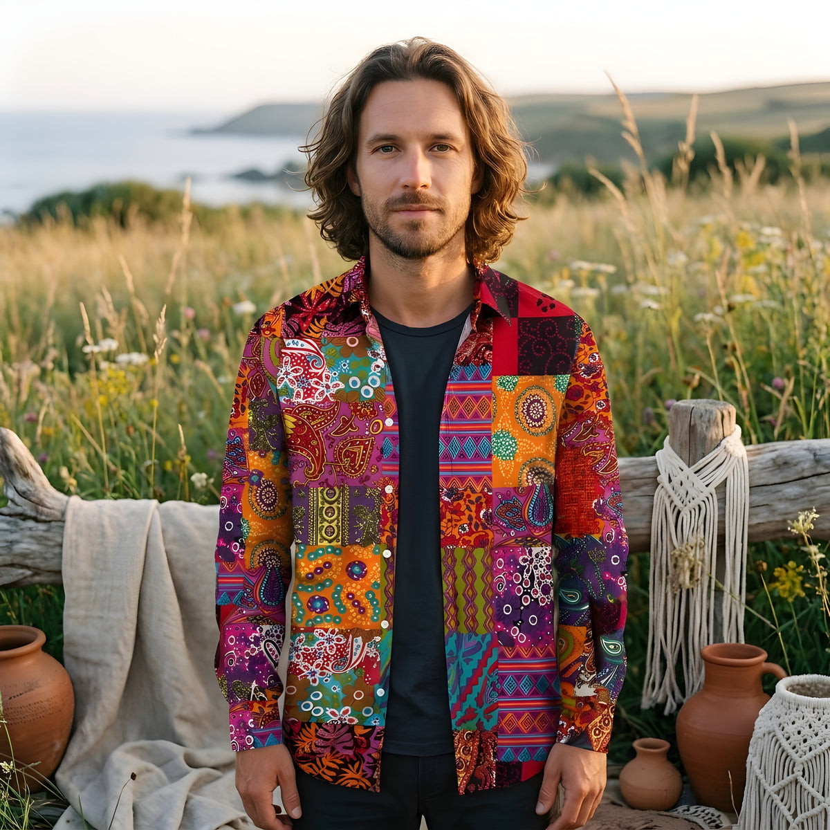 Chemise Hippie Psychédélique Homme · 3 Motifs Seventies