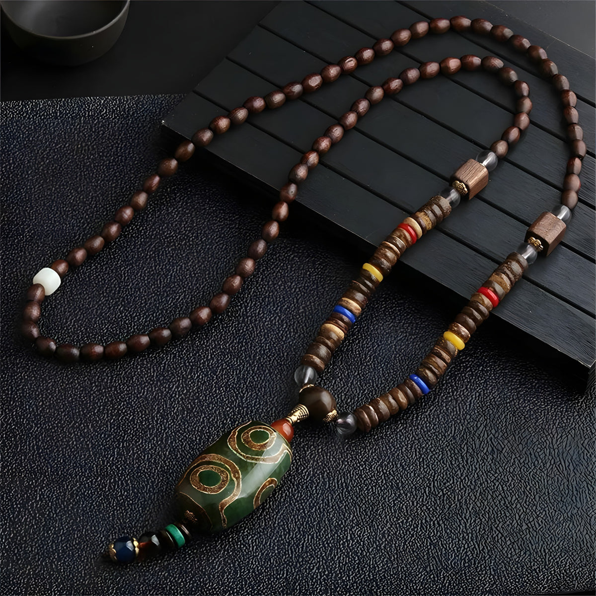 Collier Hippie Homme Sautoir en Bois · Âme Nomade