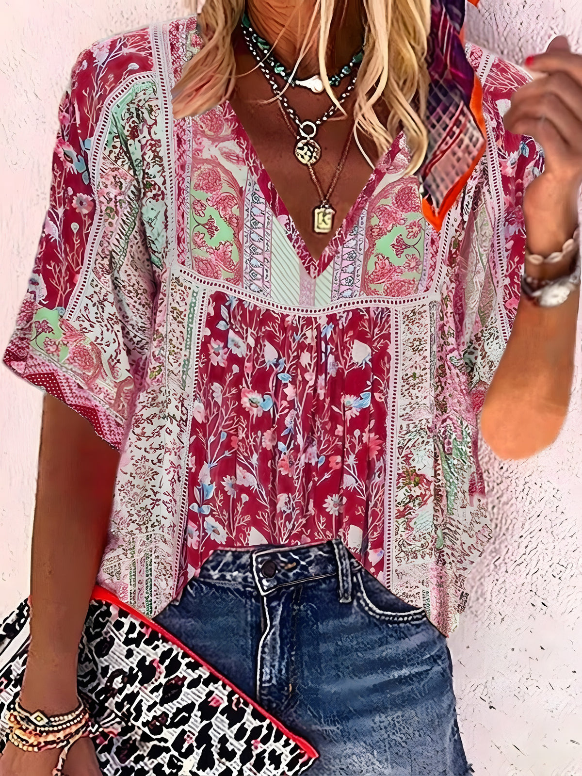 Blouse Hippie Fleurie en Dentelle Crochet