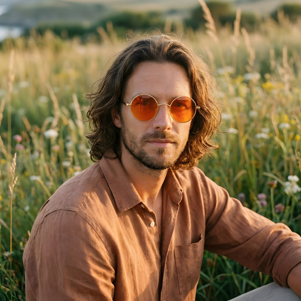 Lunettes Rondes Hippie Polarisées · Monture Dorée