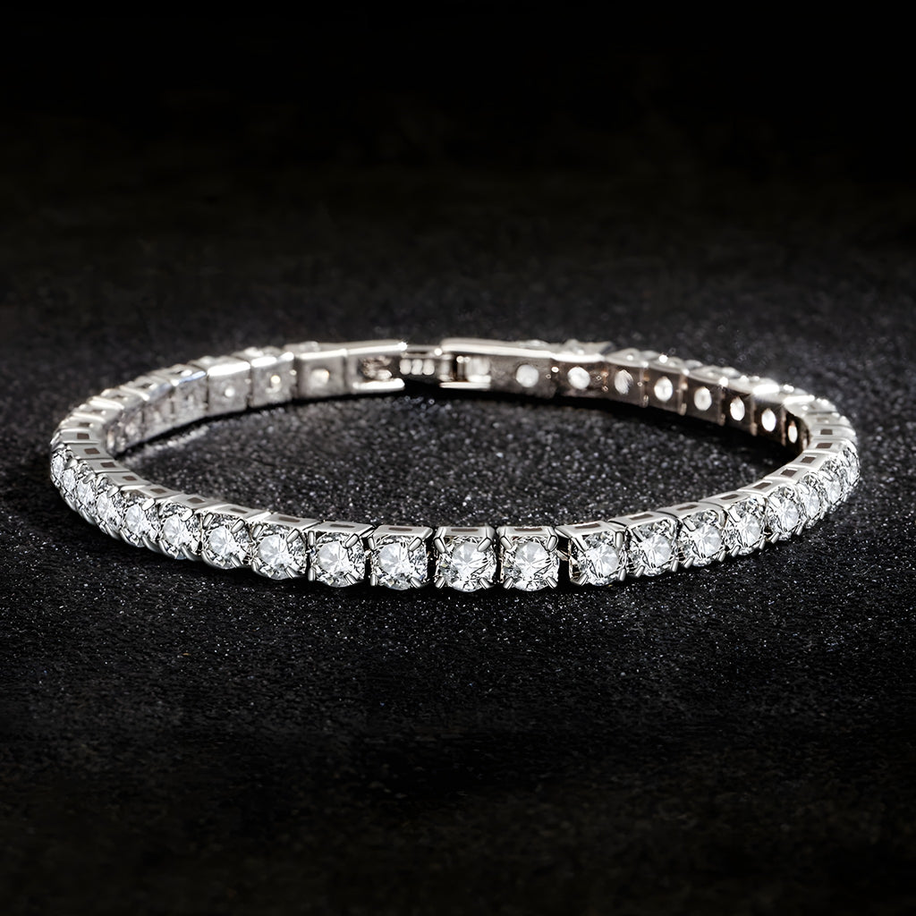 Bracelet Tennis Rivière de Zircons, Argenté