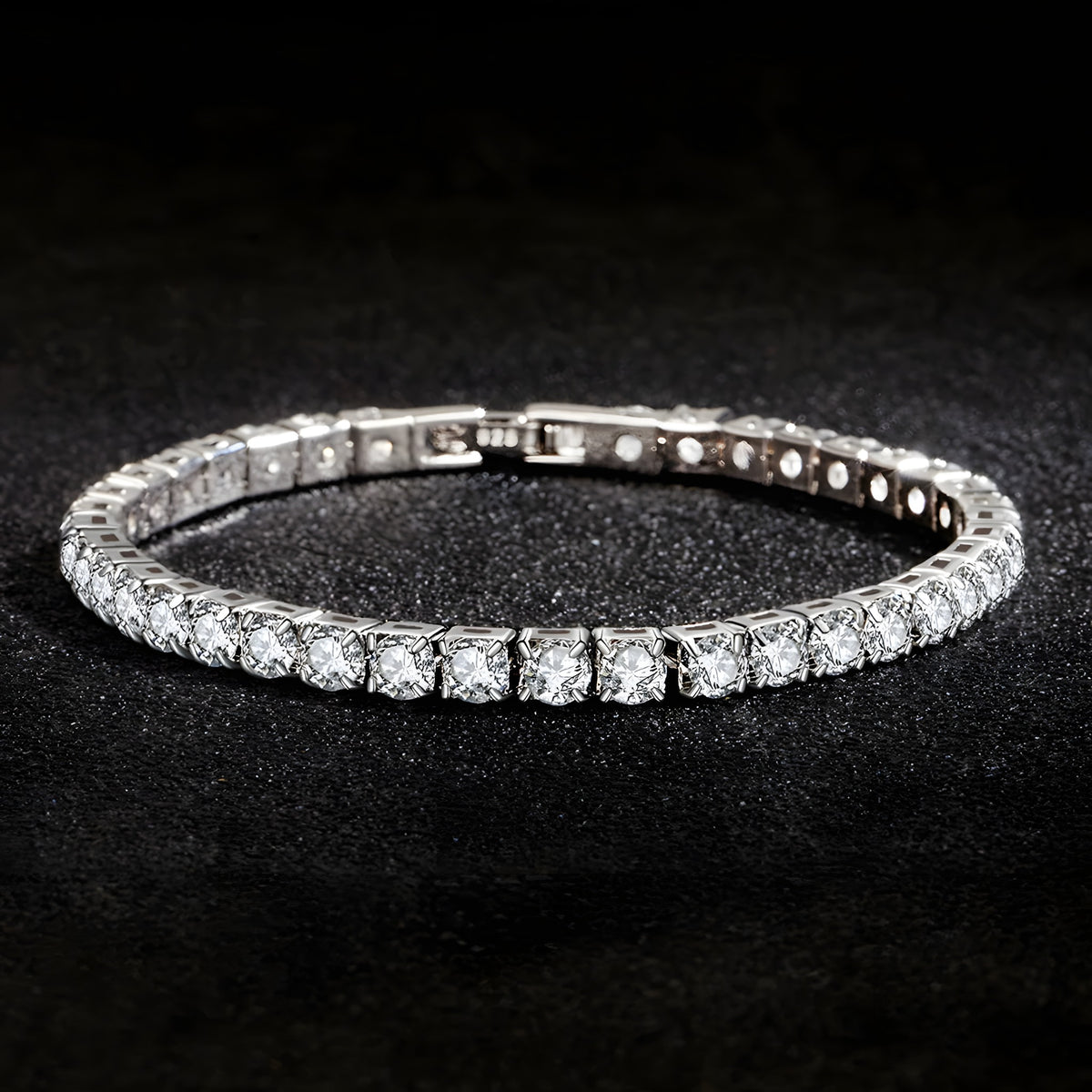 Bracelet Tennis Rivière de Zircons, Argenté