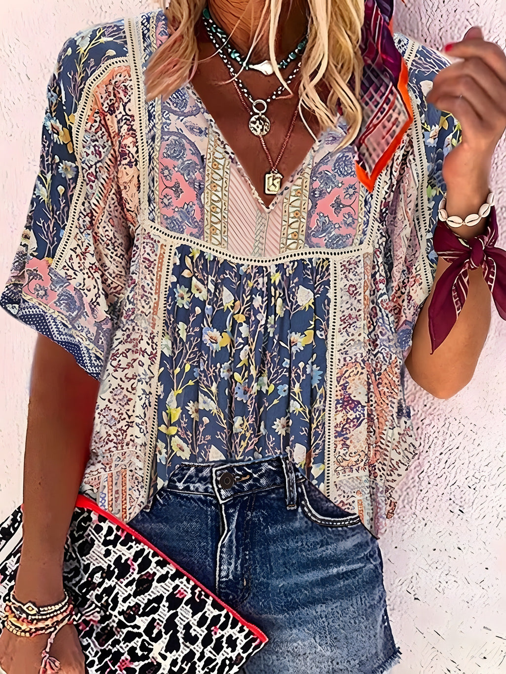Blouse Hippie Fleurie en Dentelle Crochet