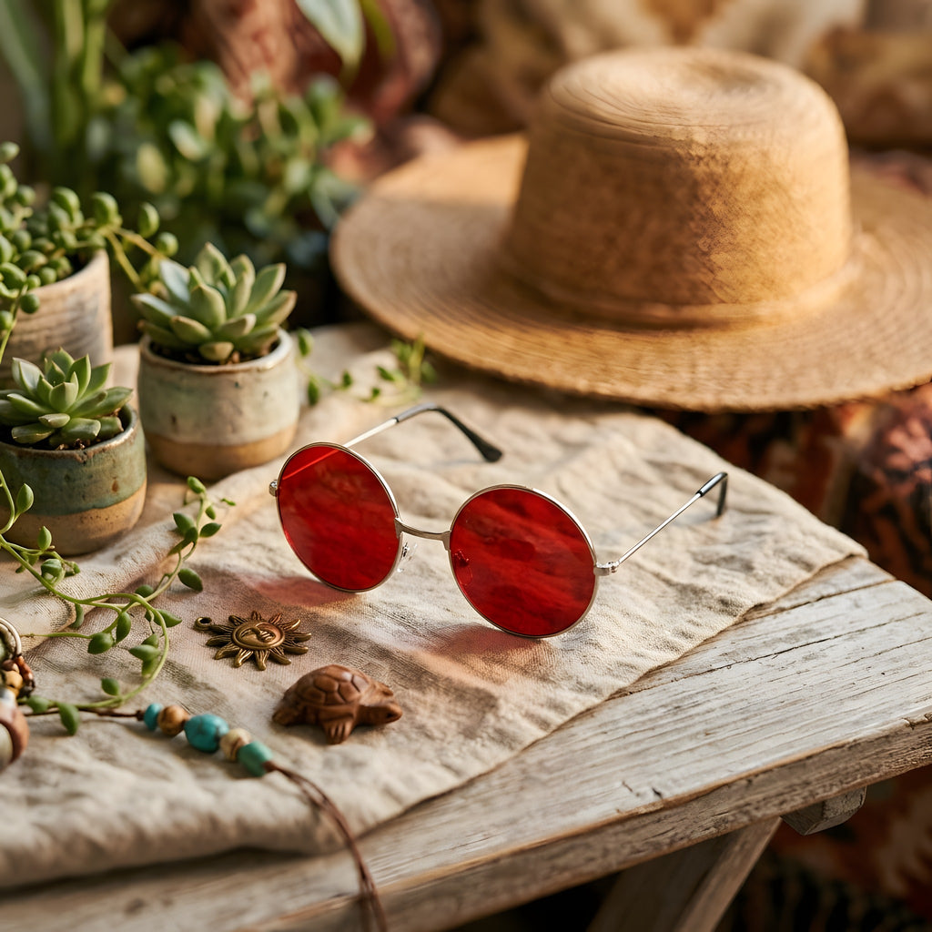 Lunettes Rondes Hippie Rétro · Verres Teintés