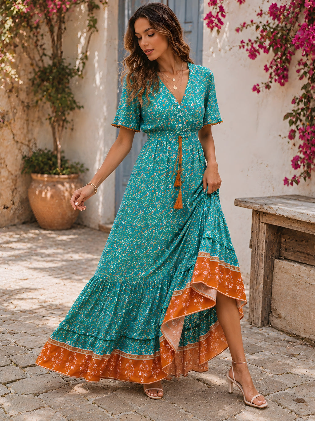 Hohes Hippie-Kleid