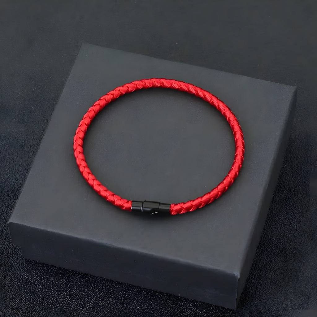 Bracelet Fil Rouge Porte-Bonheur, Corde Tressée