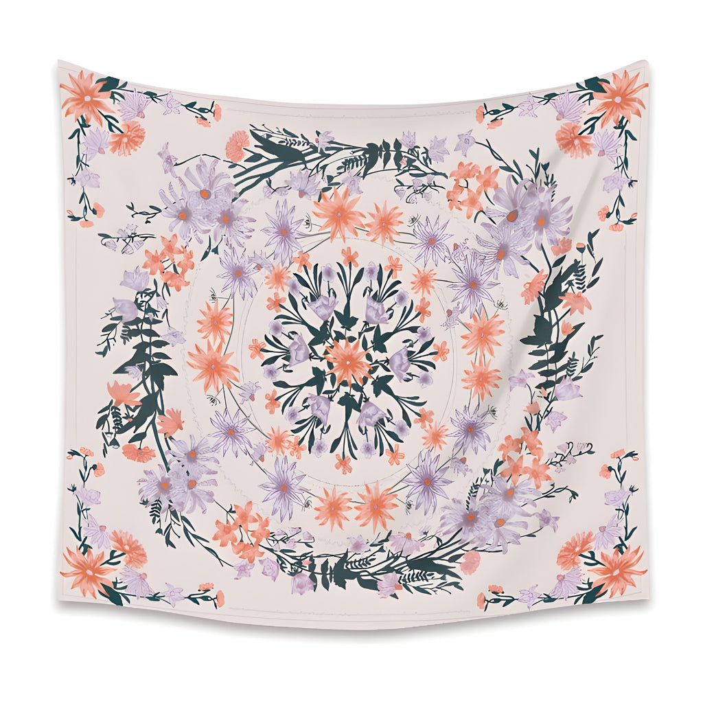 Tenture murale hippie mandala fleuri coloris violet