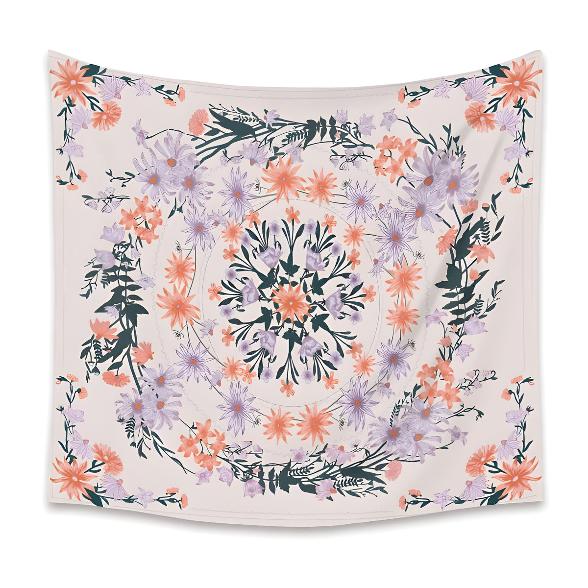 Tenture murale hippie mandala fleuri coloris violet