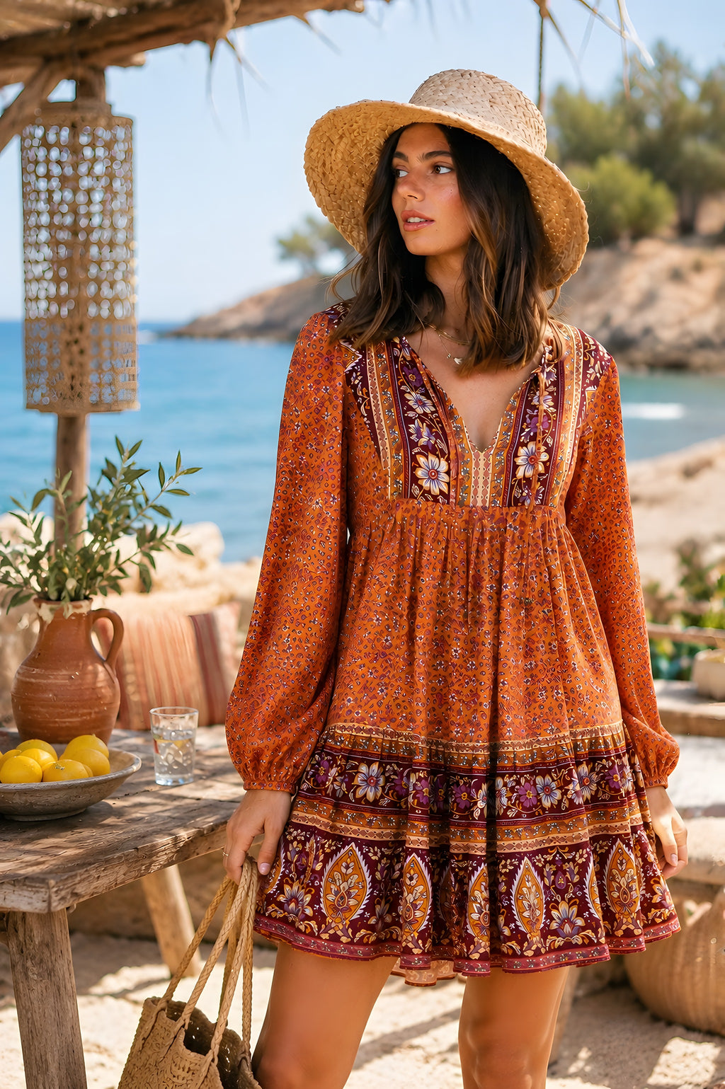 Robe Hippie Année 70 Fleurie · Manches Bouffantes