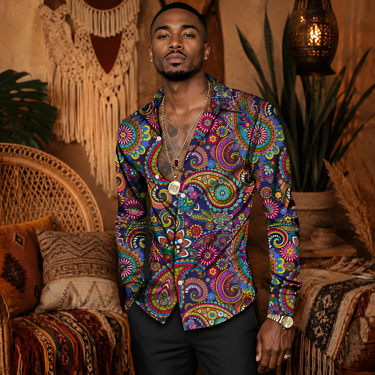 Chemise Hippie Psychédélique Homme · 3 Motifs Seventies