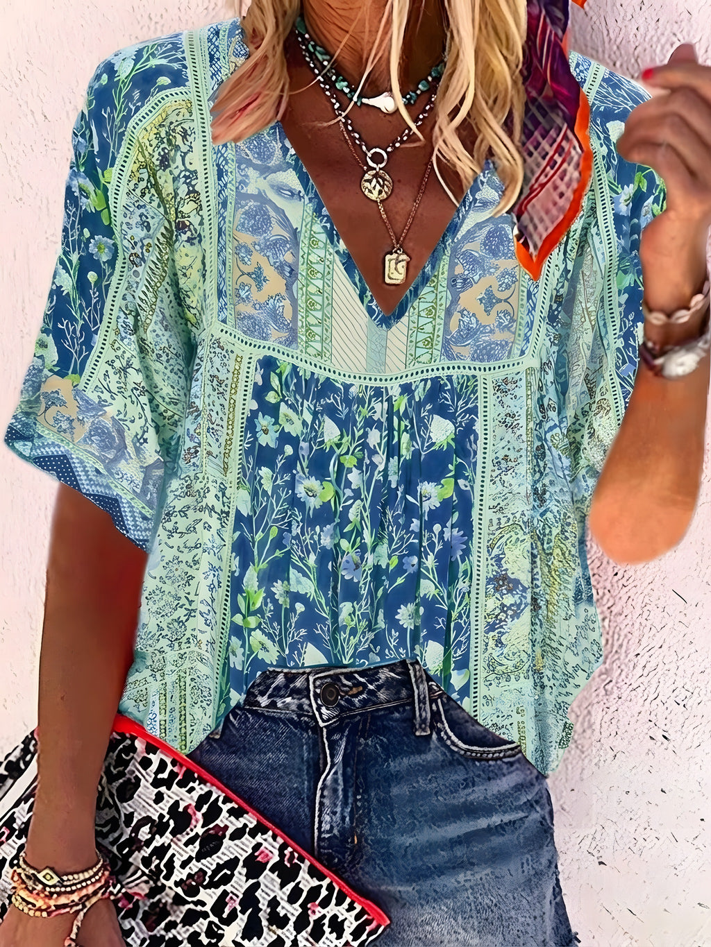 Blouse Hippie Fleurie en Dentelle Crochet
