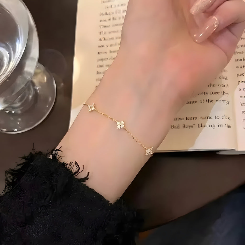 Bracelet Trèfle Porte-Bonheur, Zircon Scintillant