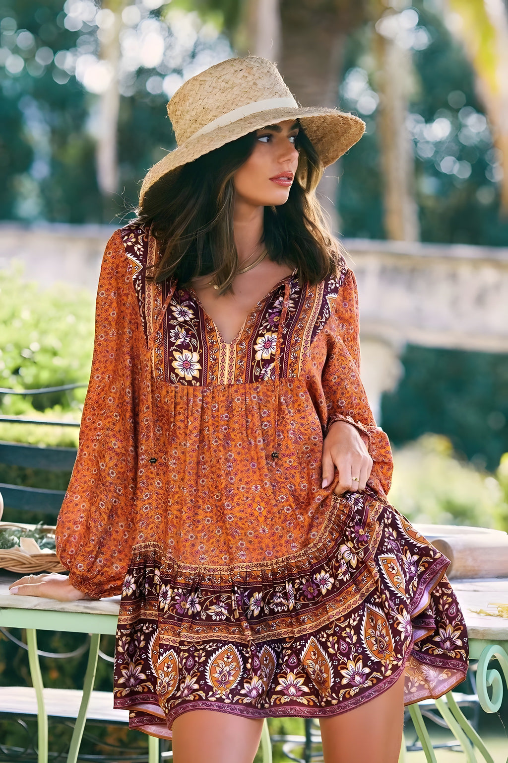Robe Hippie Année 70 Fleurie · Manches Bouffantes