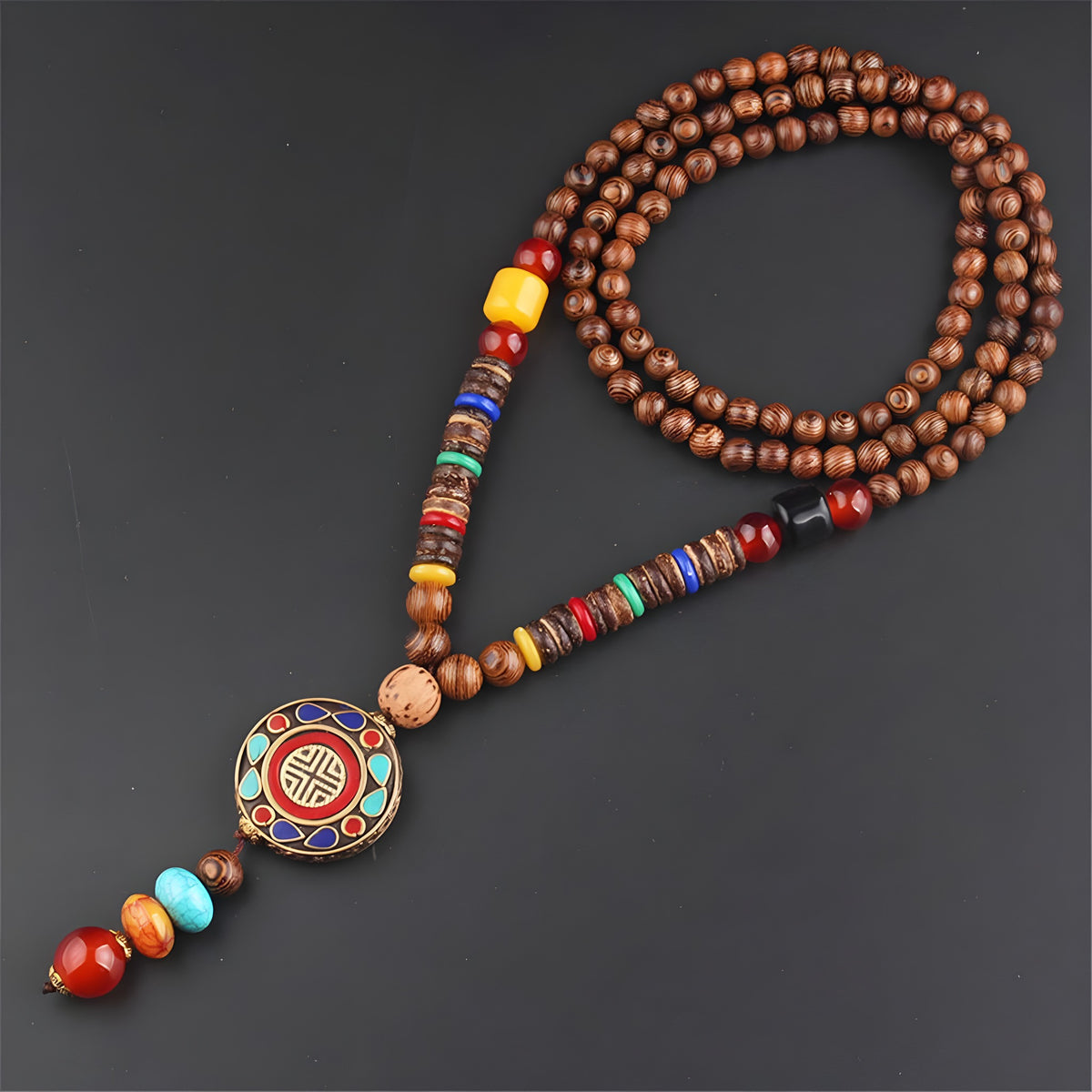 Collier Hippie Homme Sautoir en Bois · Âme Nomade