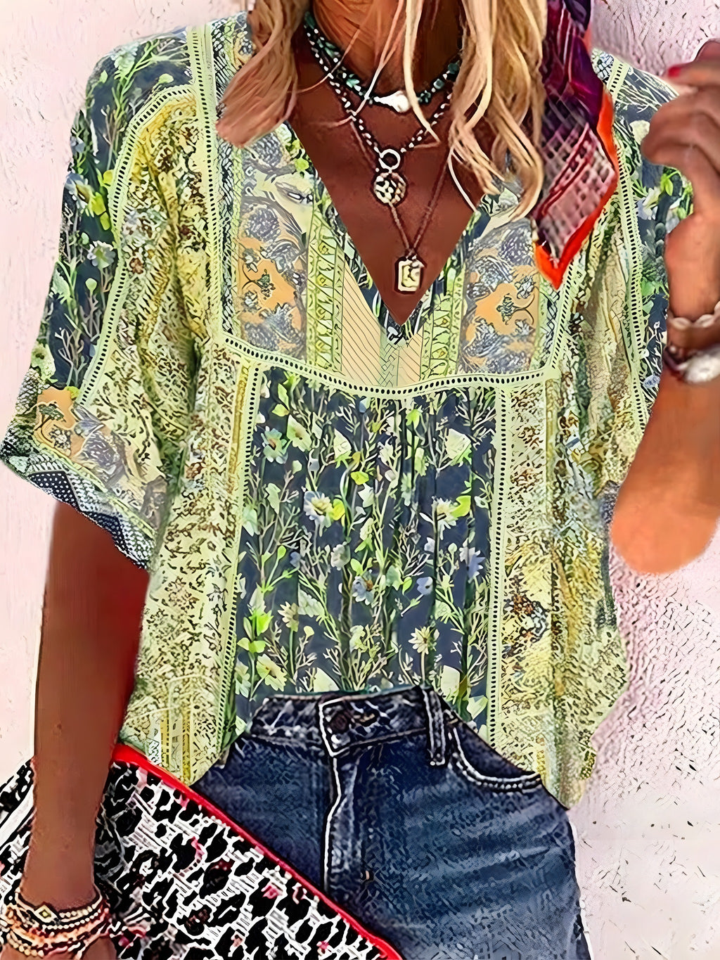Blouse Hippie Fleurie en Dentelle Crochet