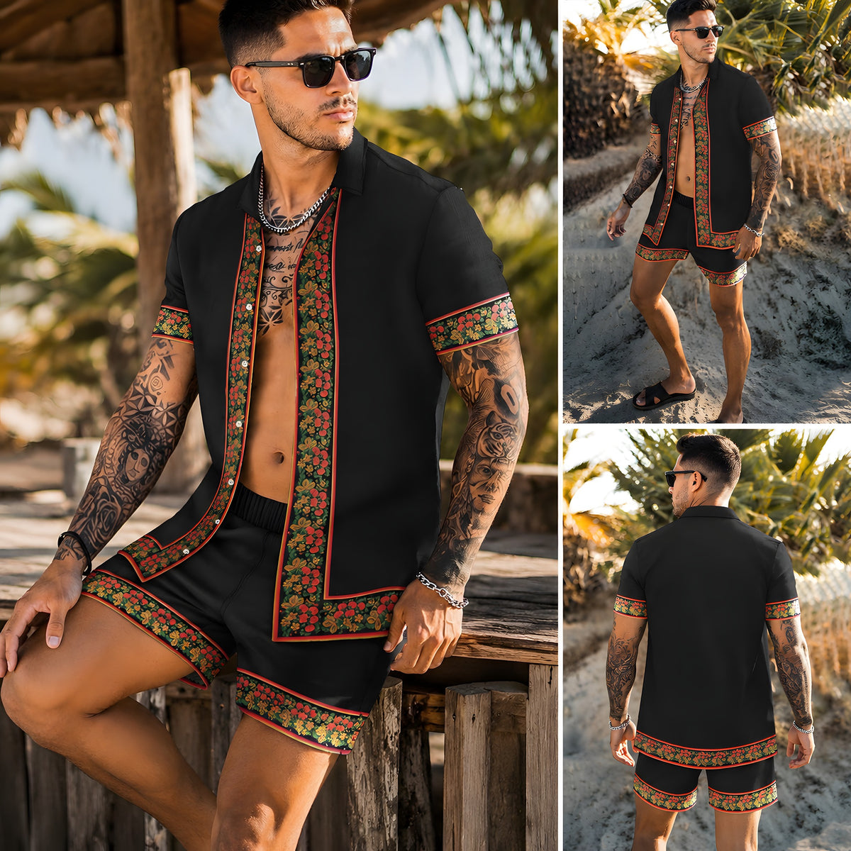 Tenue Hippie Homme · Ensemble Chemise & Short Bohème