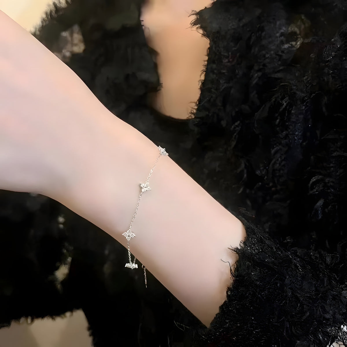 Bracelet Trèfle Porte-Bonheur, Zircon Scintillant