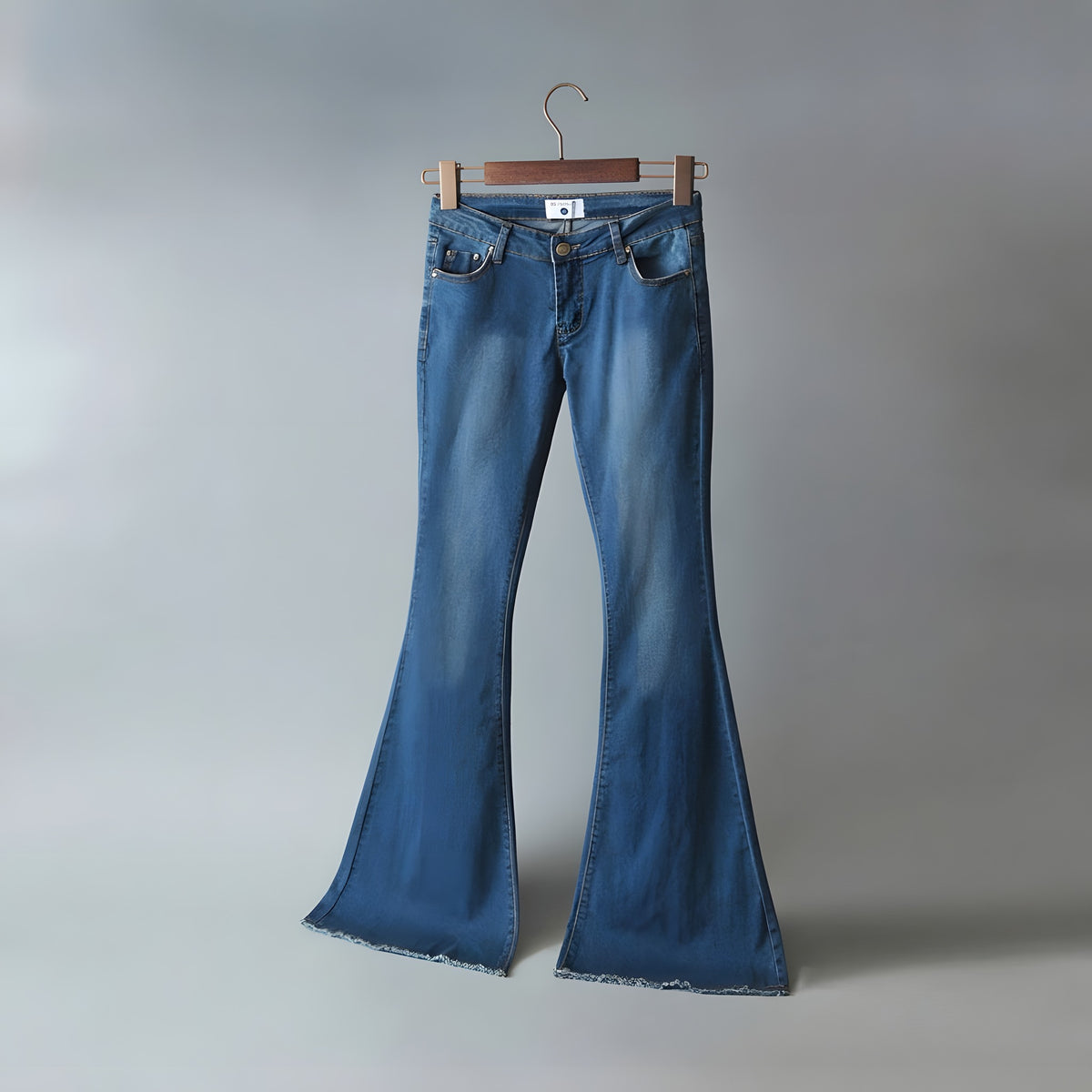 Pantalon Patte d'Eph Femme, Taille Haute Bas Effiloché