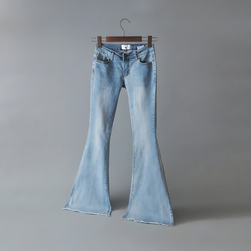 Pantalon Patte d'Eph Femme, Taille Haute Bas Effiloché