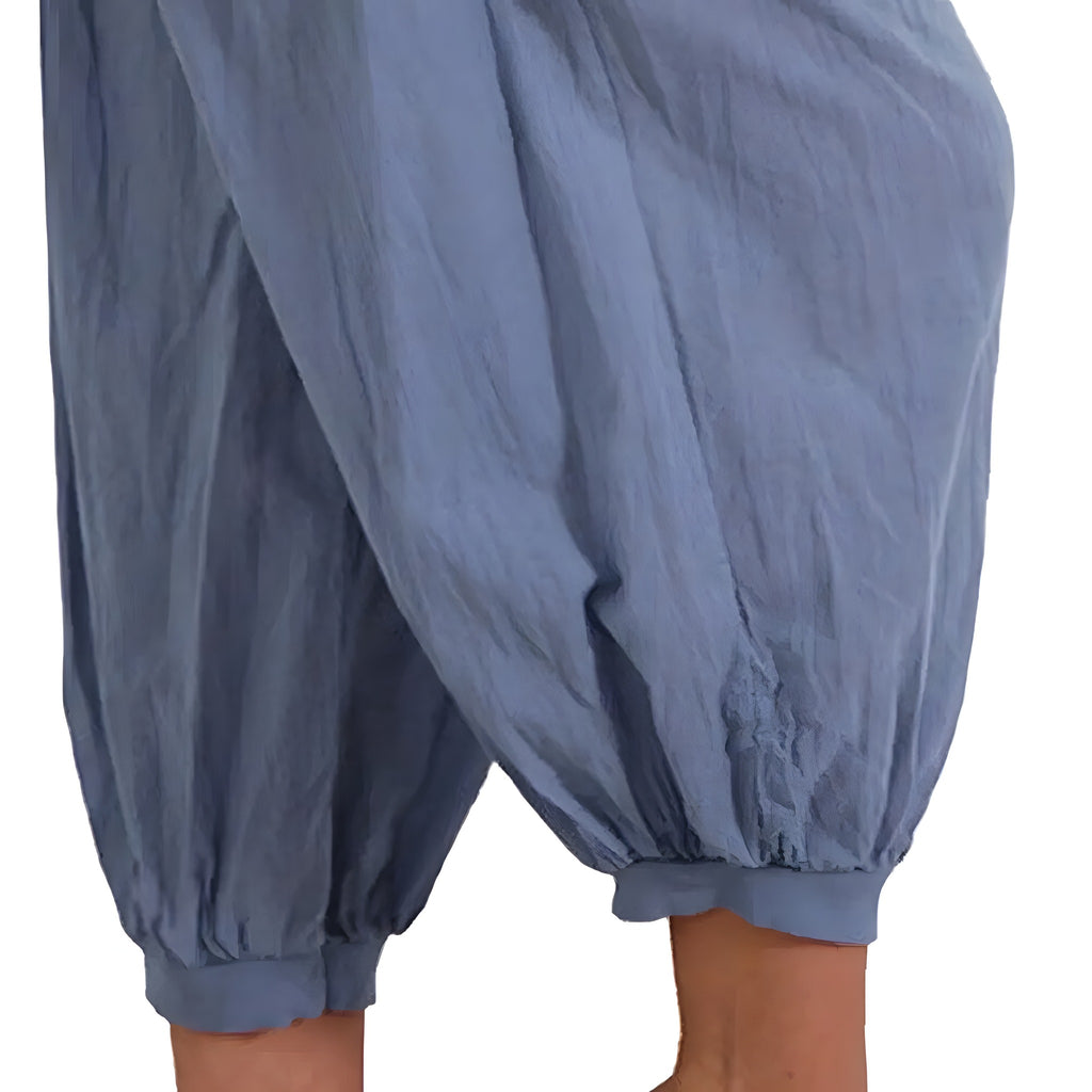 Sarouel Court Femme, Coupe Bouffante Taille Élastique