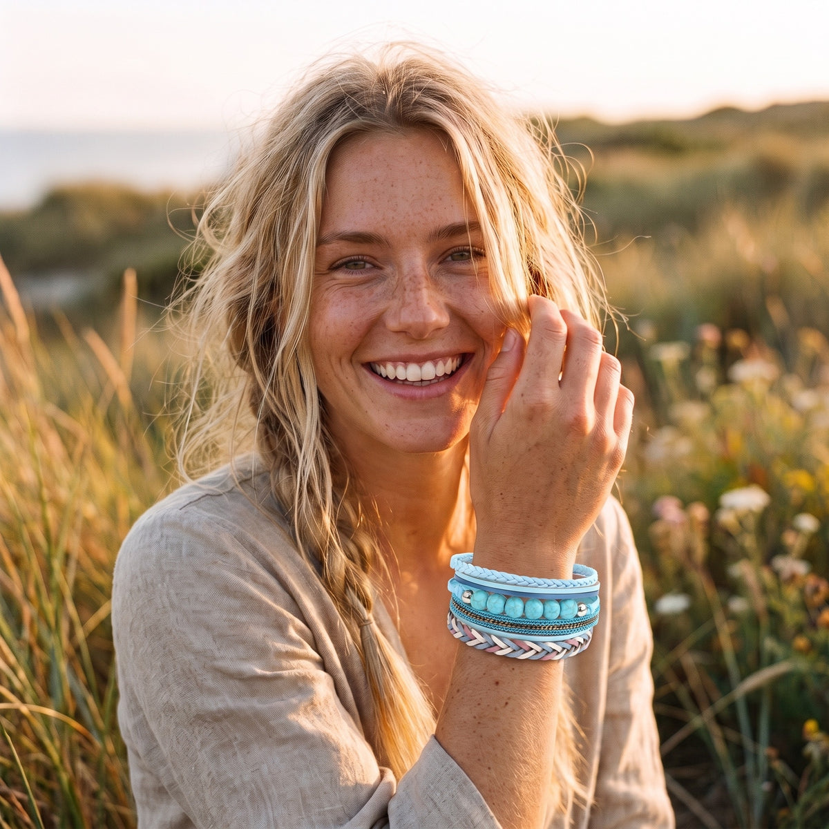 Bracelet Amérindien Multi-Rangs · Perles de Turquoise