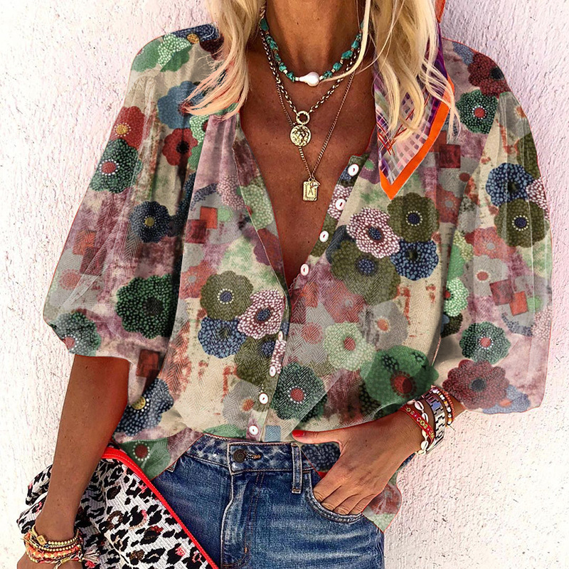 Hippie vrouw bloem shirt