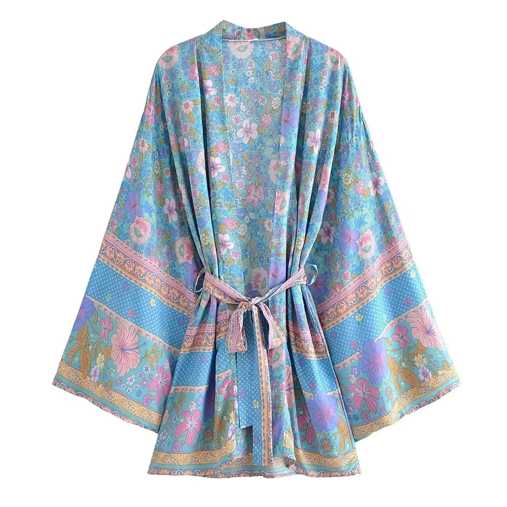 Kimono Maxi Bohème en Voile Fluide