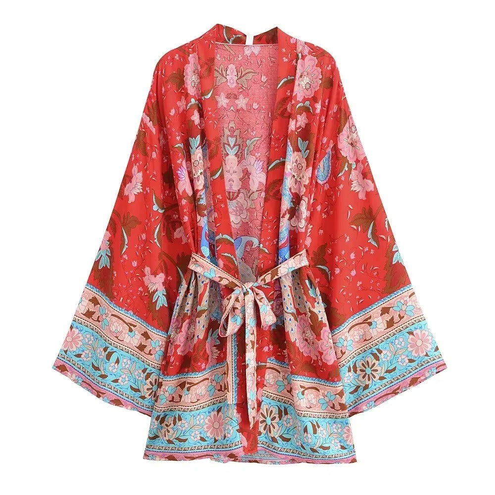 Kimono Maxi Bohème en Voile Fluide