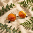 Lunettes rondes vintage orange en décor bohème