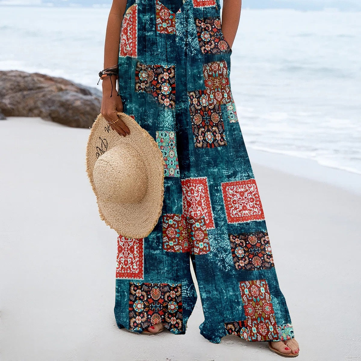 Détail du patchwork bohème et des poches Bild