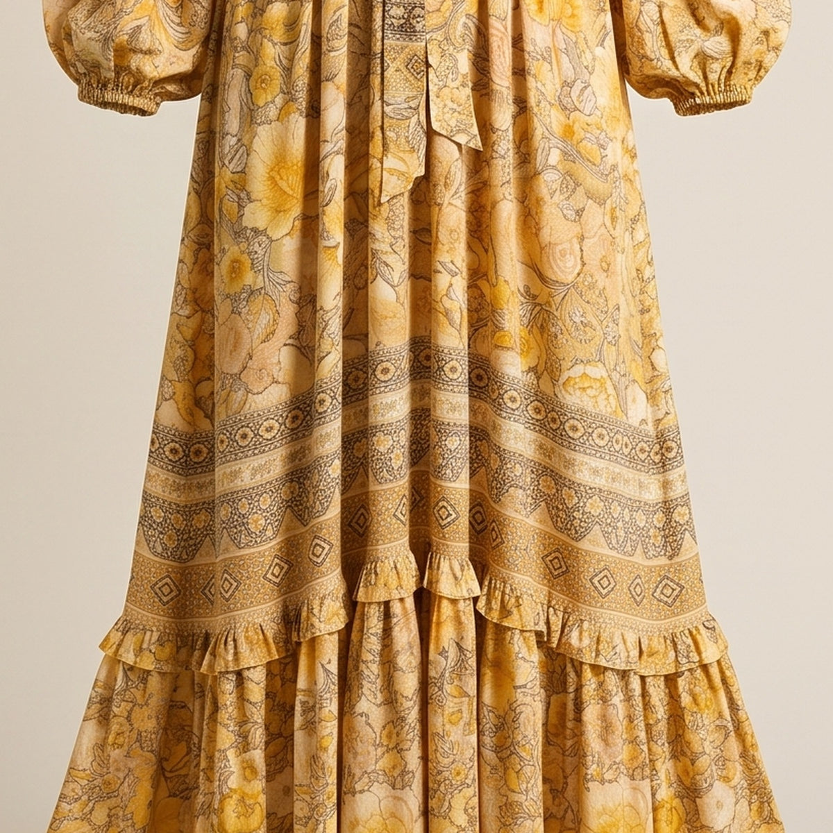 Détail de l'imprimé floral bohème et de la bordure