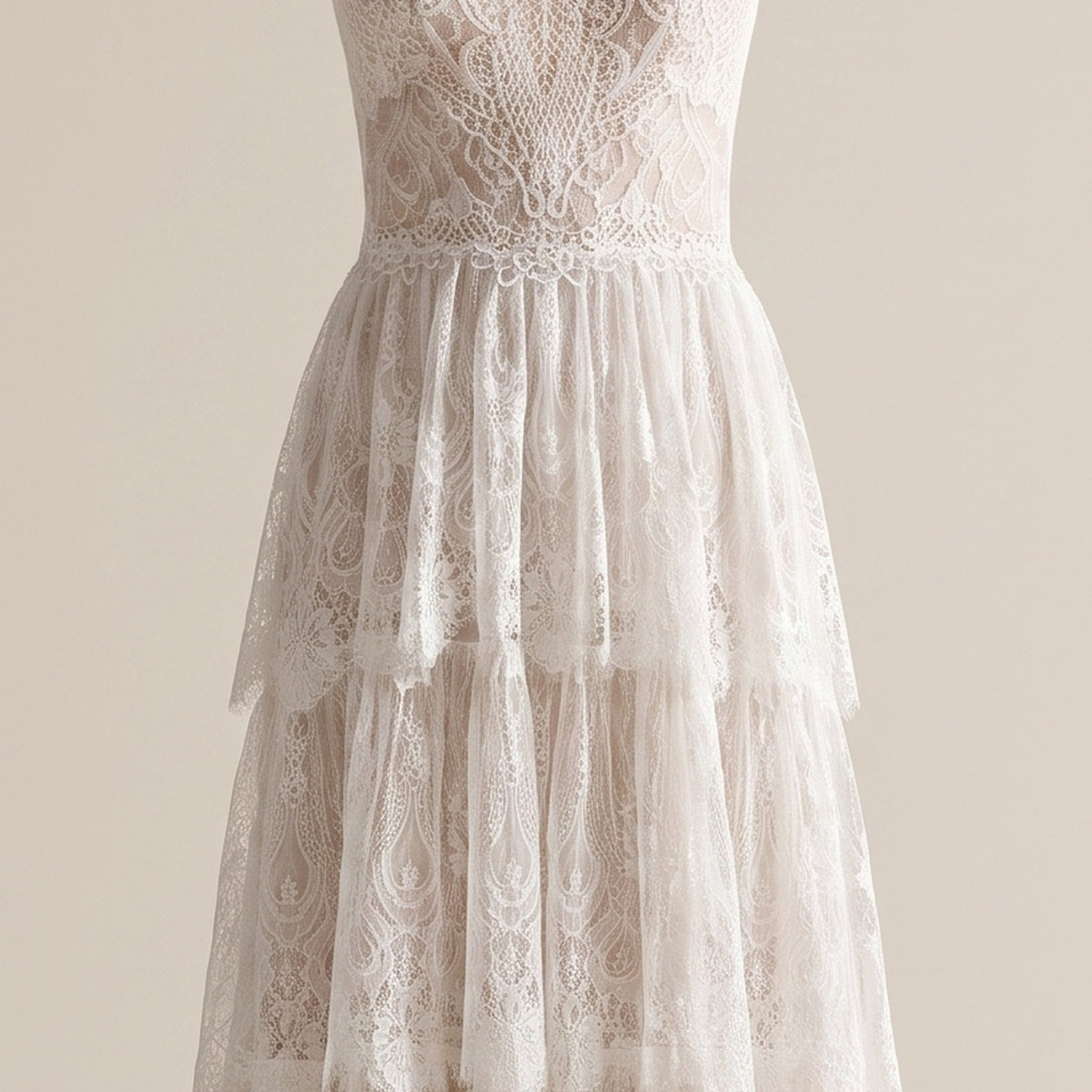 Détail de la dentelle florale et du bustier