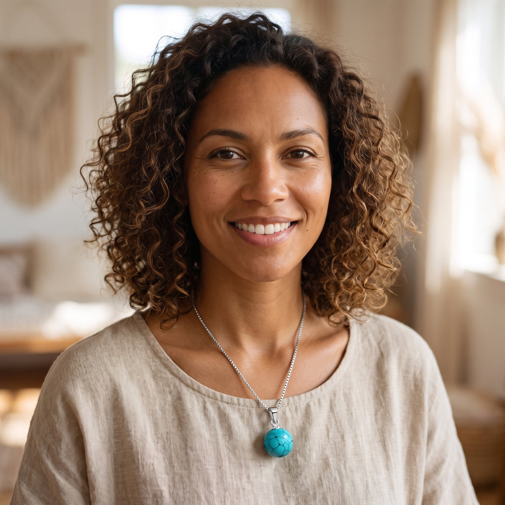 Collier Turquoise Femme · Perle de Turquoise sur Chaîne Argentée