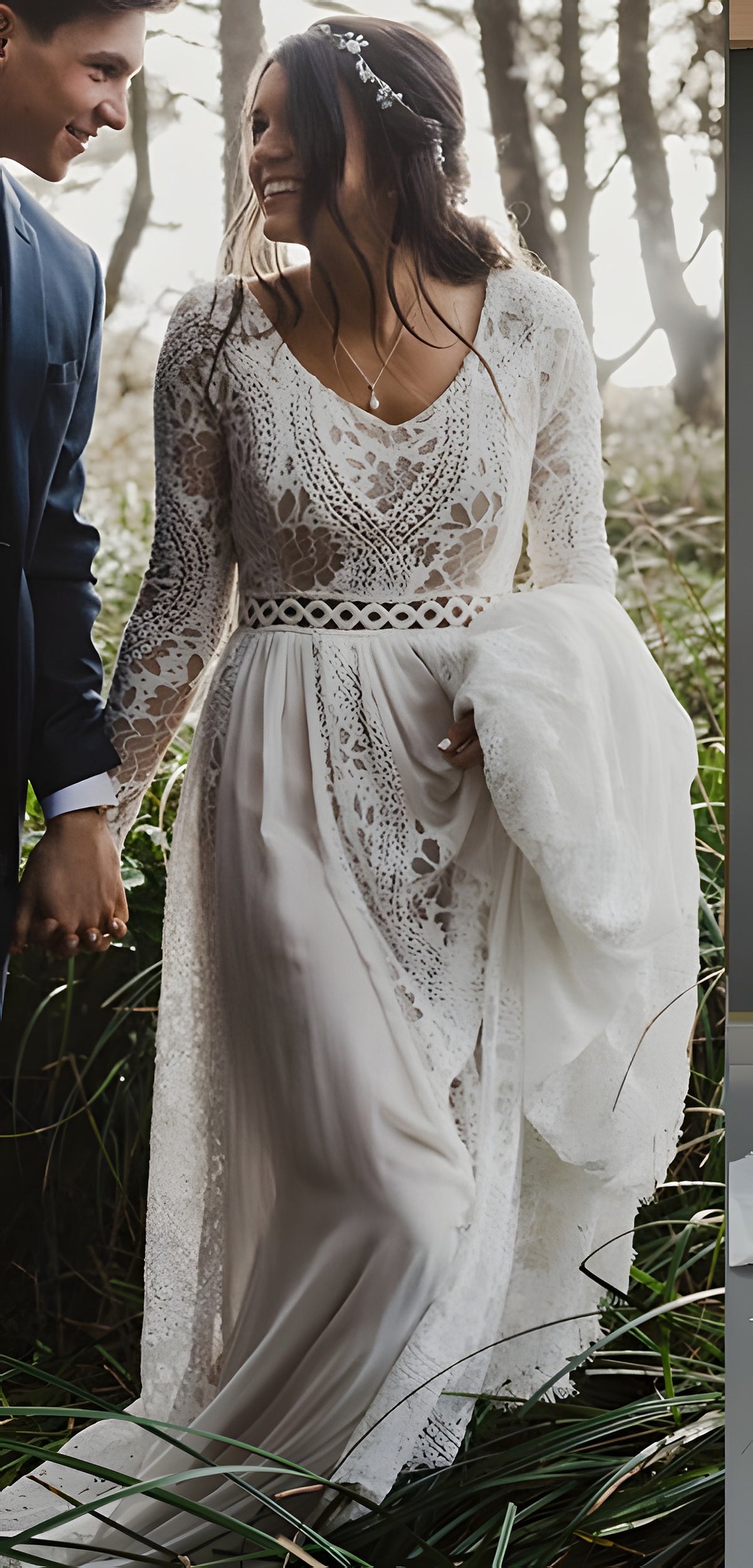 Mariés, robe dentelle bohème
