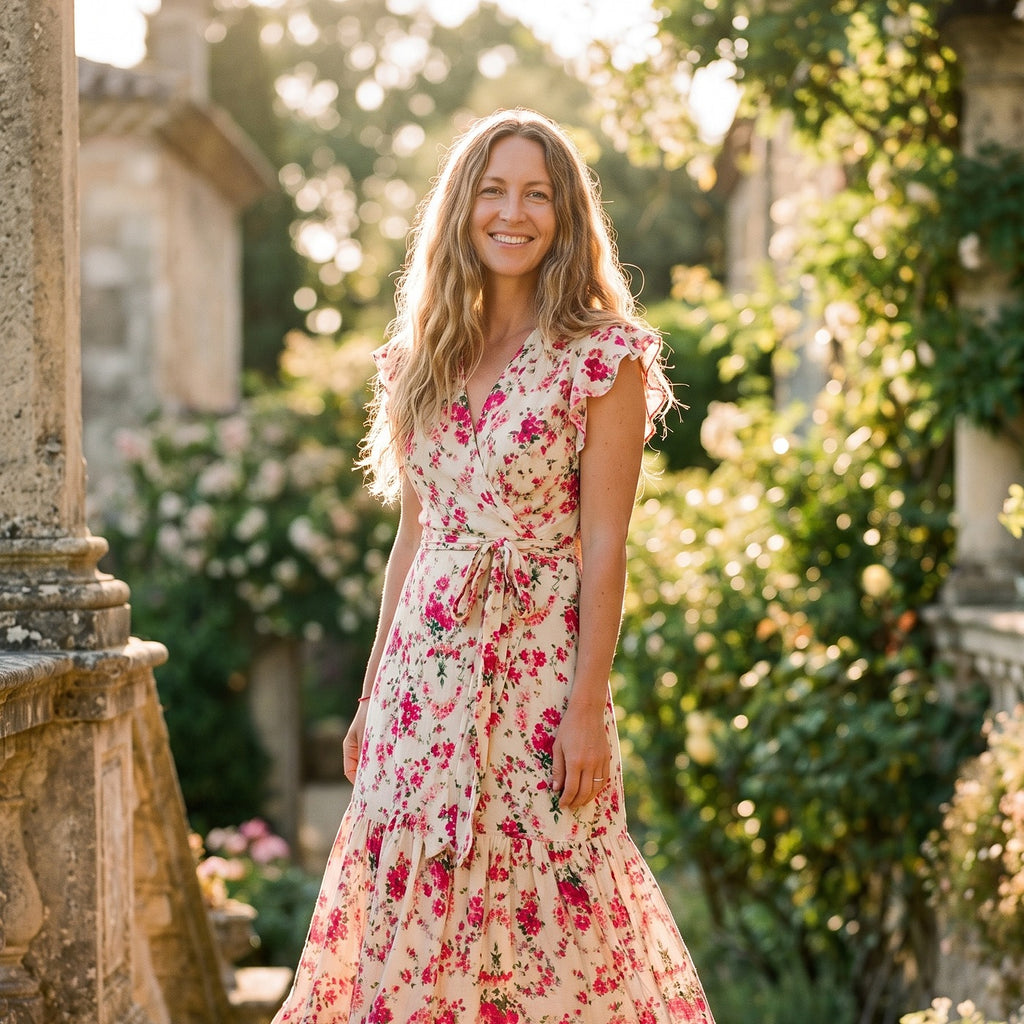 Détail buste robe fleurie