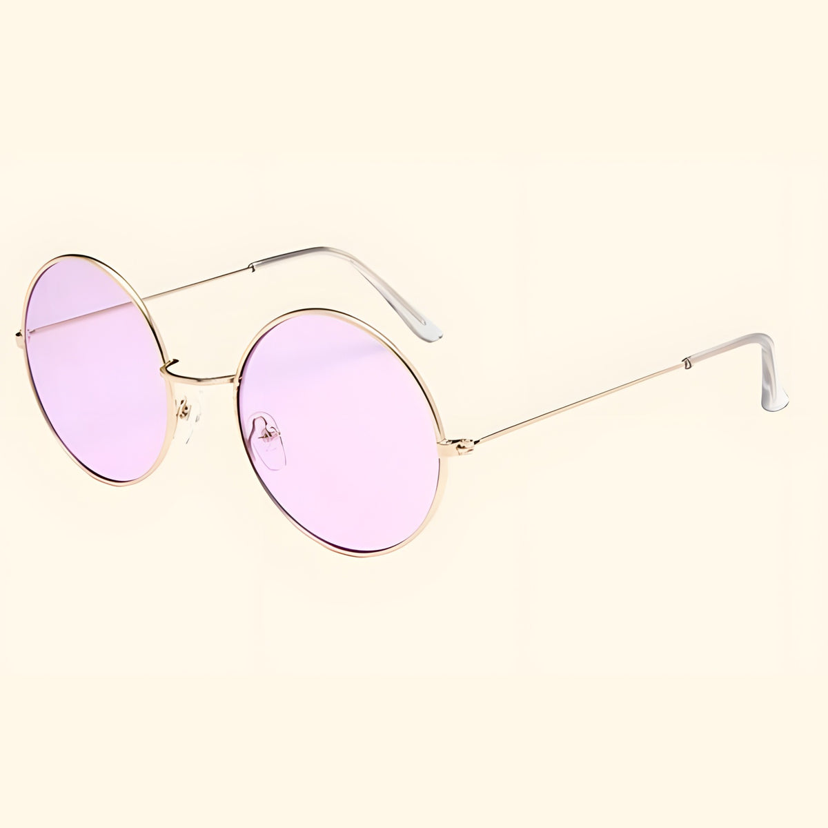 Lunettes de soleil rondes hippie roses monture dorée