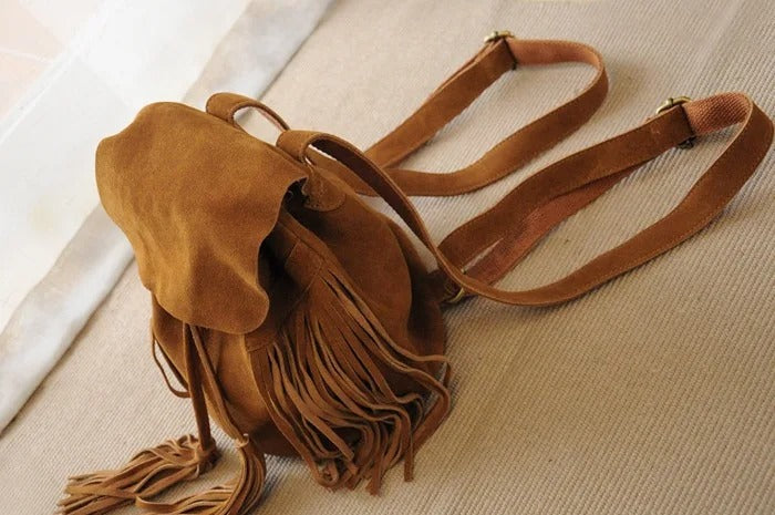 Sac à dos Hippie en Cuir et Daim