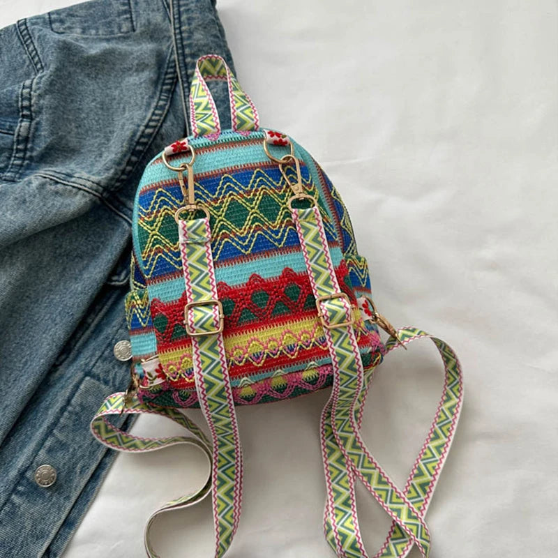 Sac à Dos Hippie Ethnique à Pompons