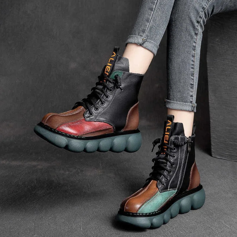 Bottines Bohème Femme Multicolores à Plateforme