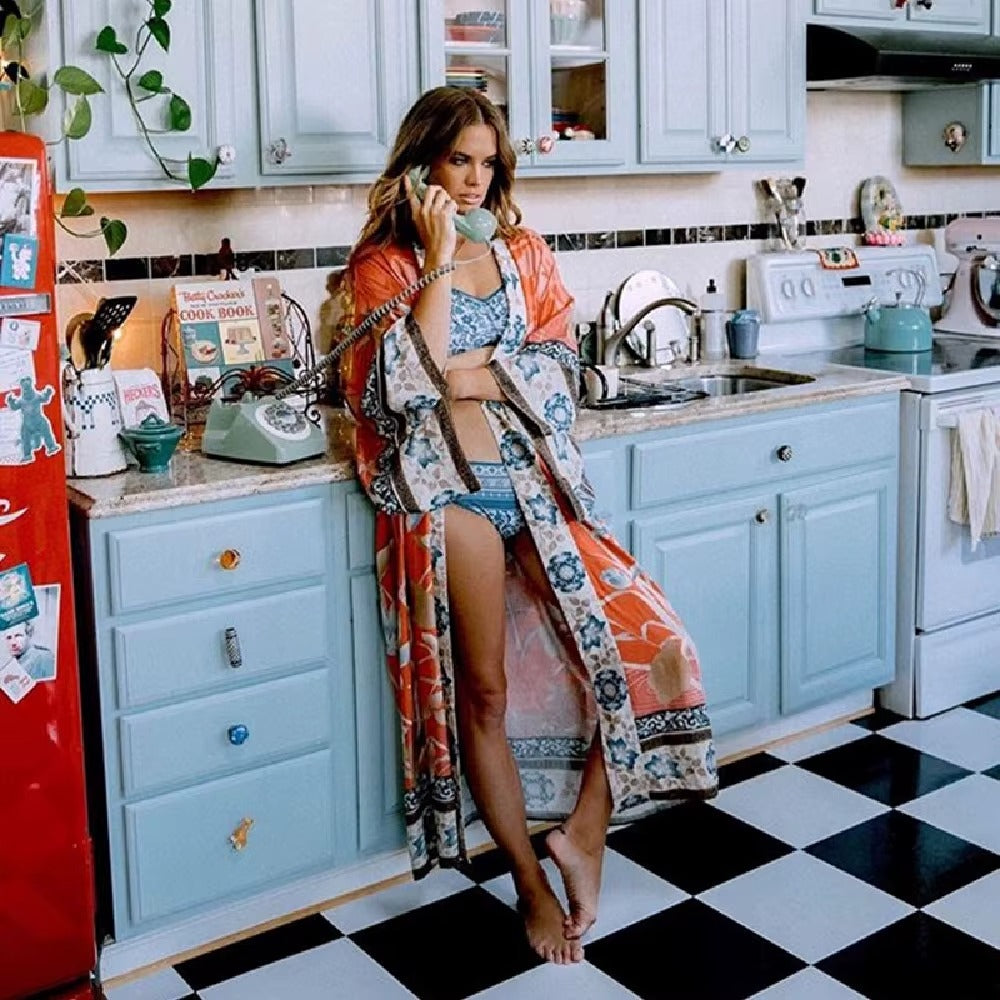 Kimono Long Bohème Imprimé Floral "Ethereal"