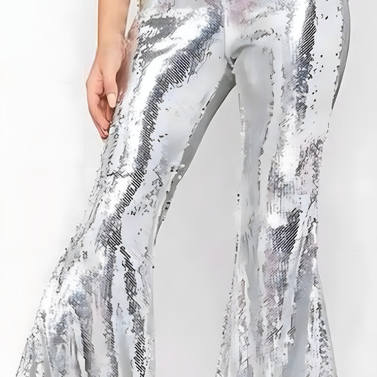 Pantalon patte d'eph à paillettes, détail sequins
