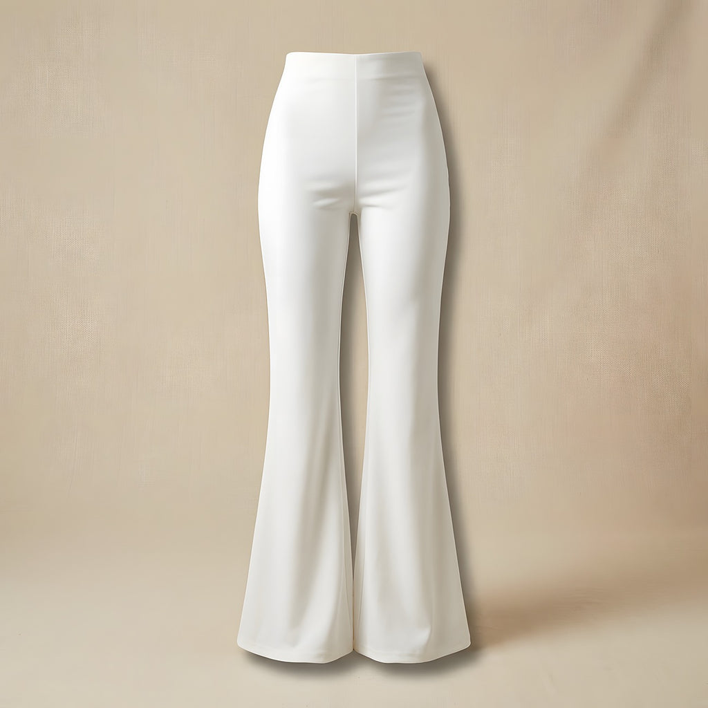 Pantalon patte d'eph blanc, packshot mannequin fantôme