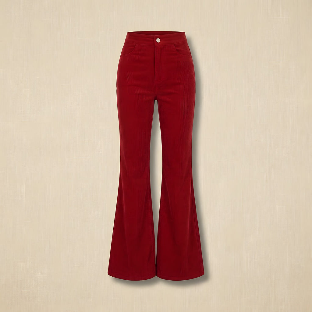 Pantalon patte d'eph rouge, packshot mannequin fantôme