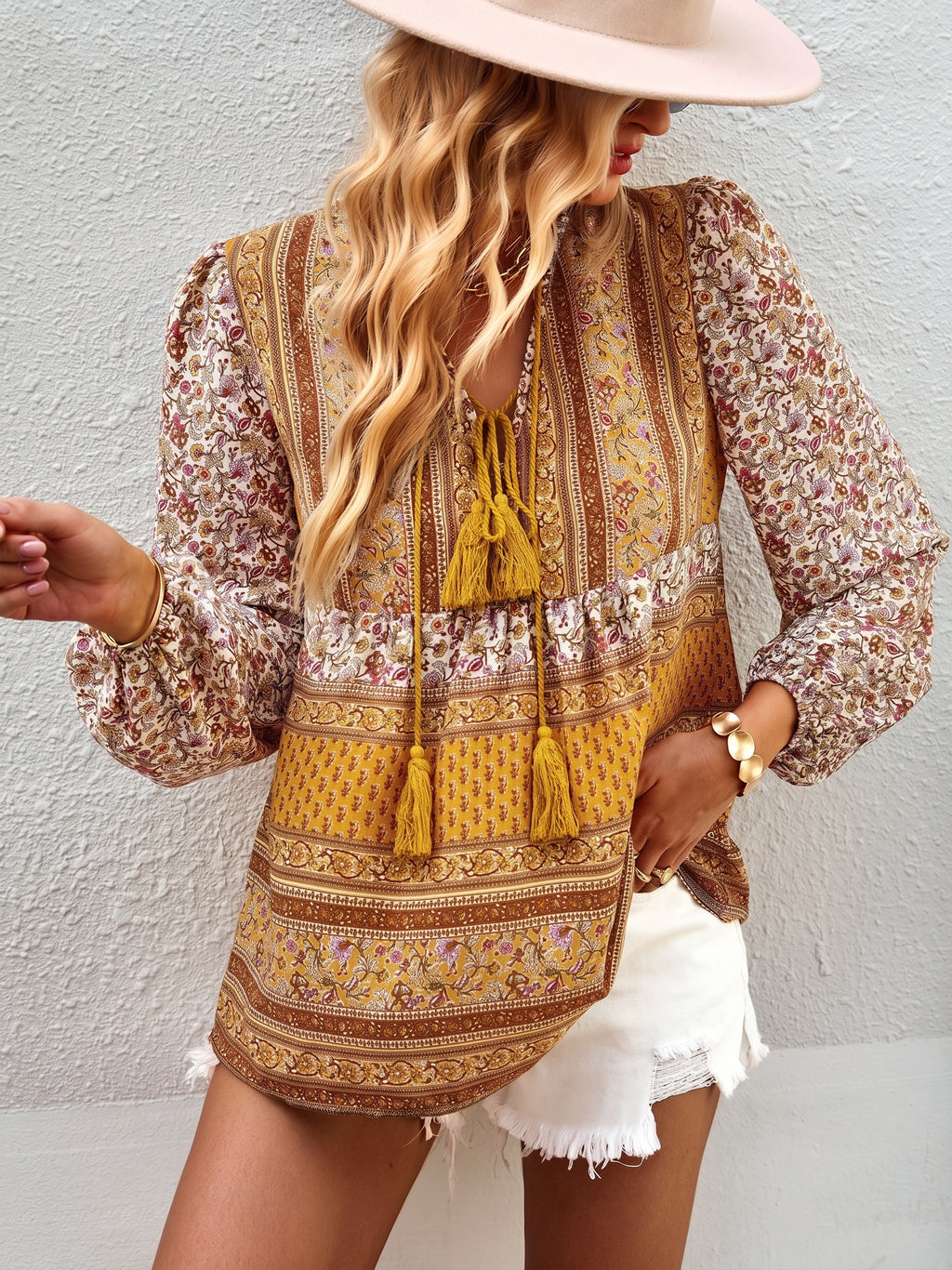 Tunique Hippie Chic Jaune portee