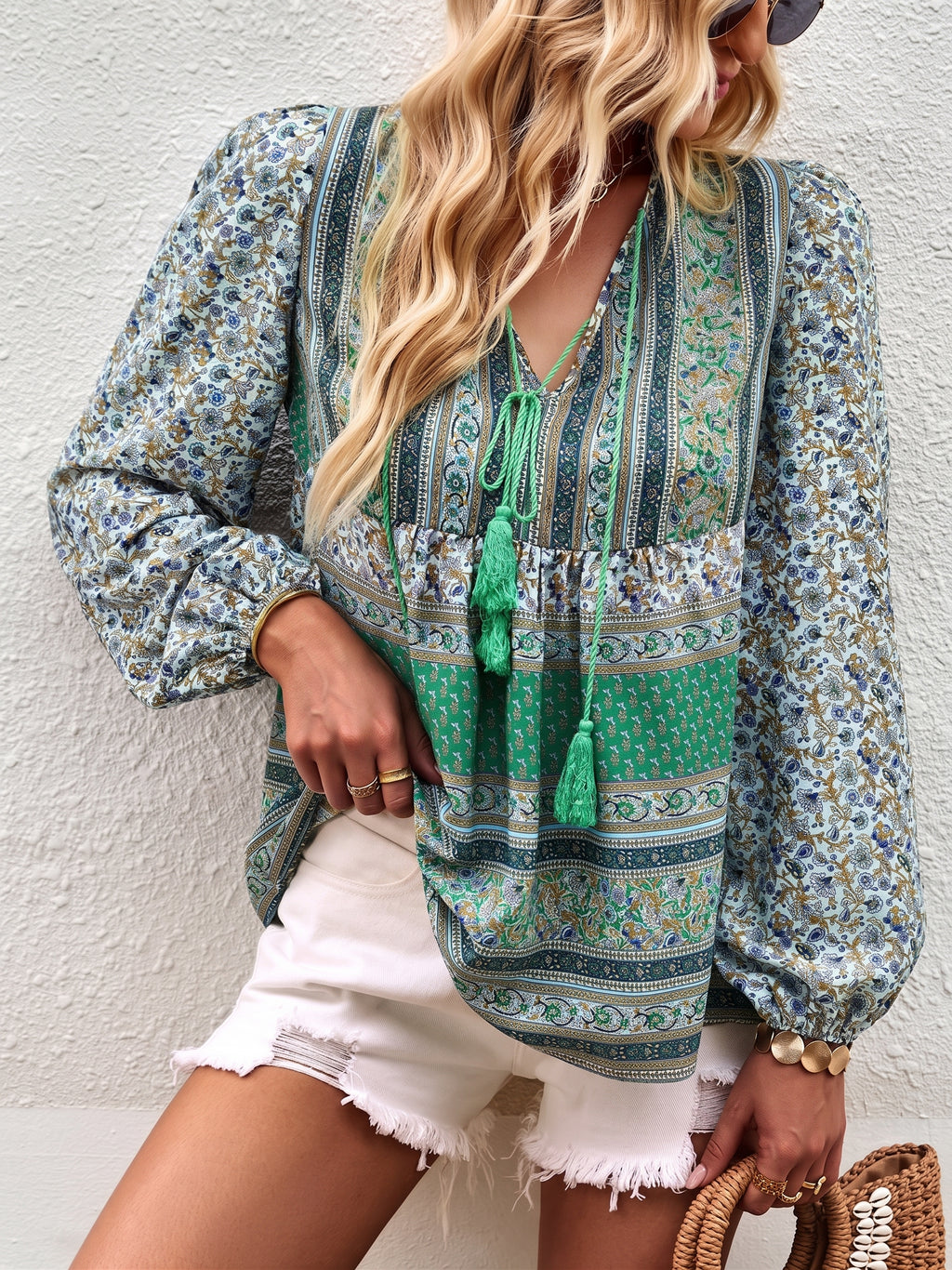 Tunique Hippie Chic Vert portee