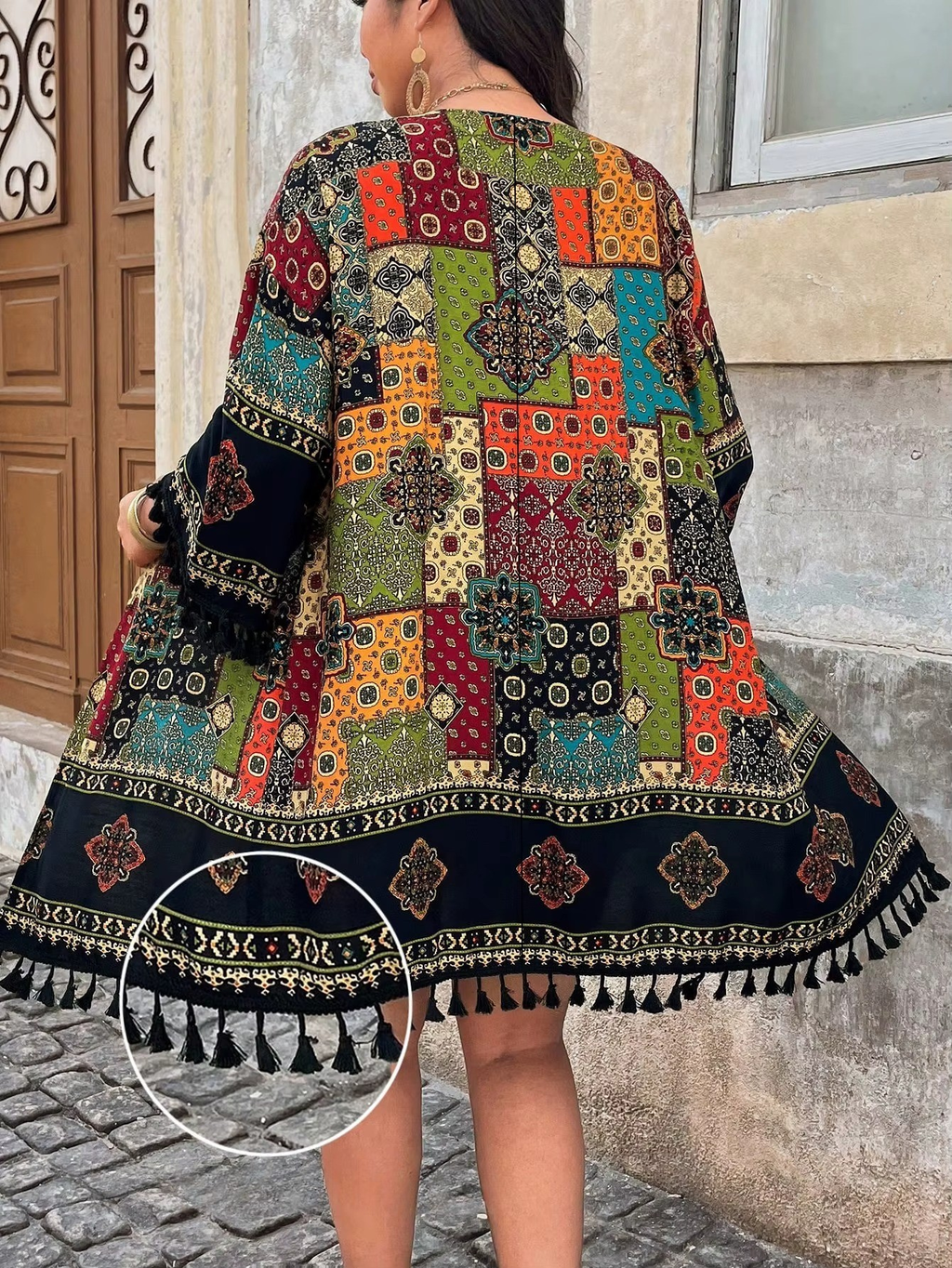 Veste Bohème Fluide à Imprimée